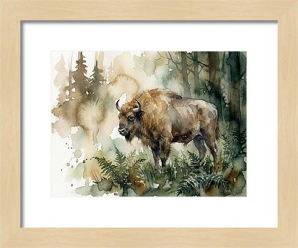 European Bison In Watercolor
