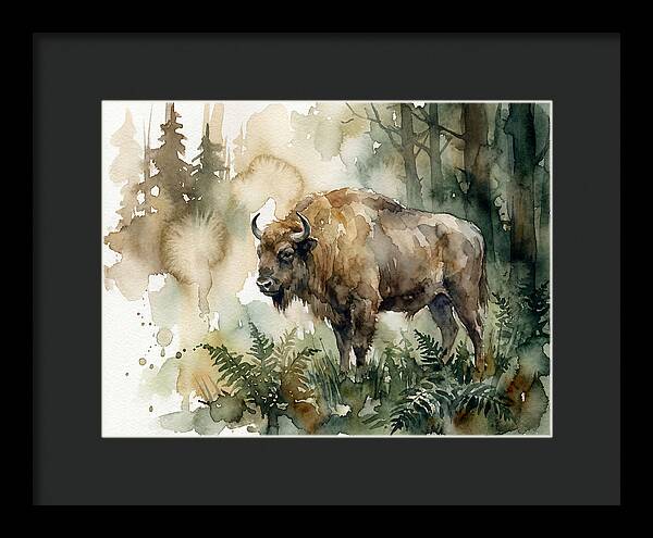 European Bison In Watercolor