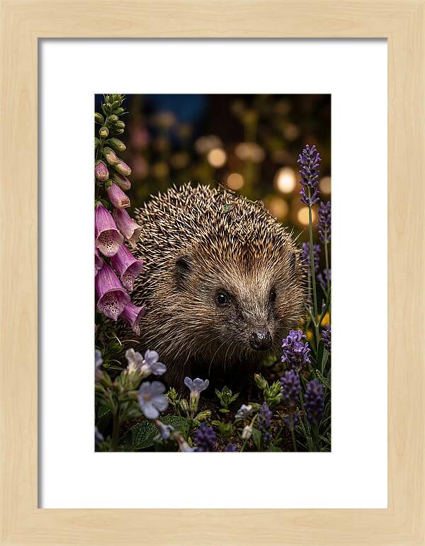 European Hedgehog Among Flowers