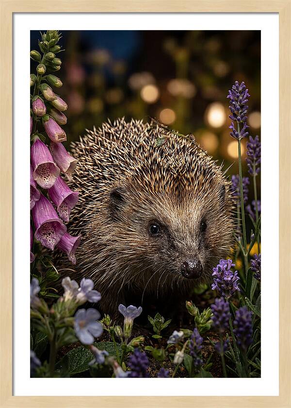 European Hedgehog Among Flowers