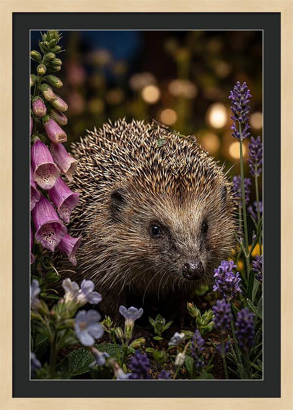 European Hedgehog Among Flowers