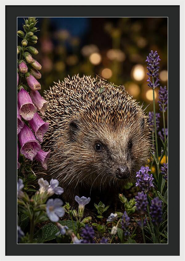 European Hedgehog Among Flowers