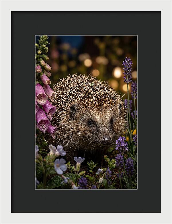 European Hedgehog Among Flowers