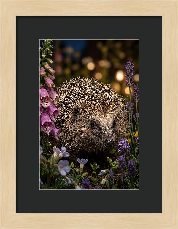 European Hedgehog Among Flowers