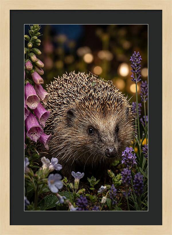European Hedgehog Among Flowers