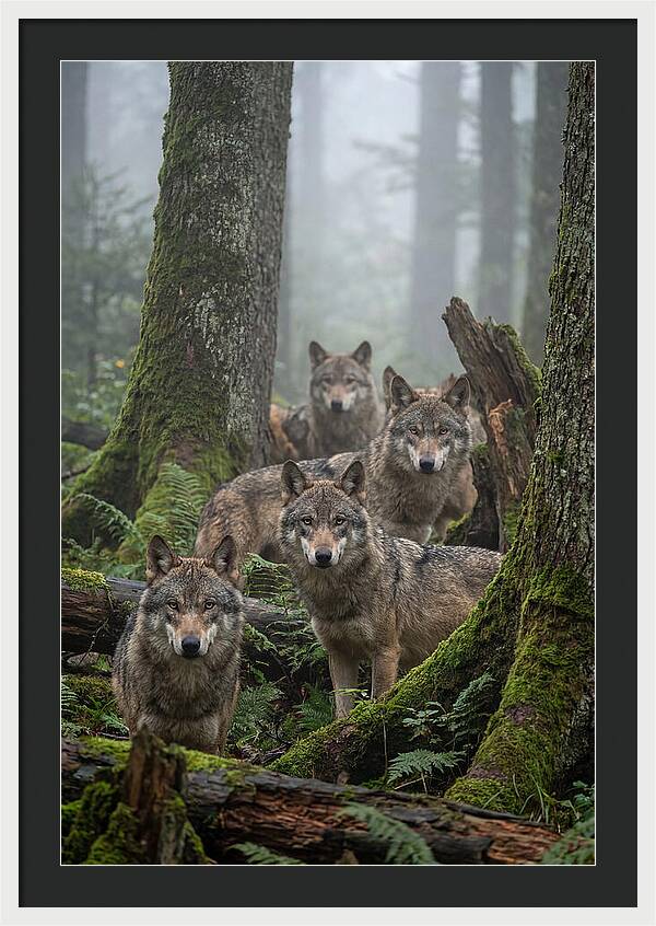 European Wolves In The Mist