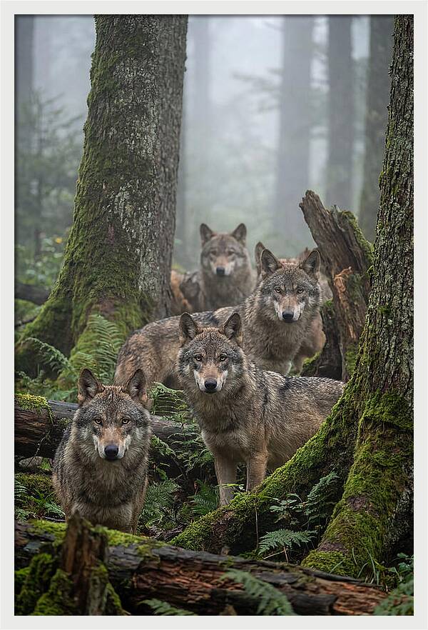 European Wolves In The Mist