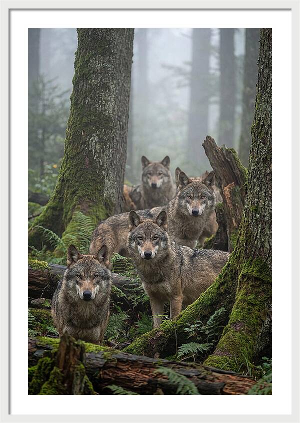European Wolves In The Mist