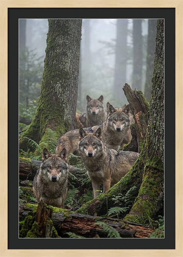 European Wolves In The Mist