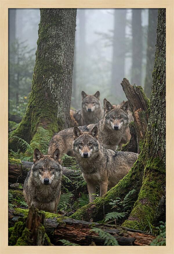 European Wolves In The Mist