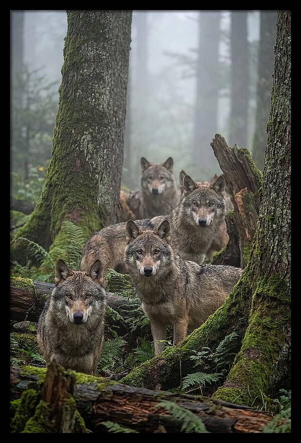 European Wolves In The Mist