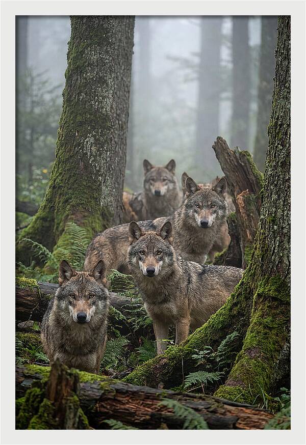 European Wolves In The Mist