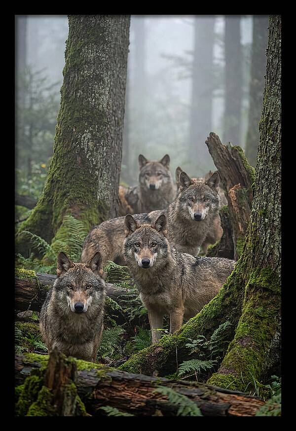 European Wolves In The Mist