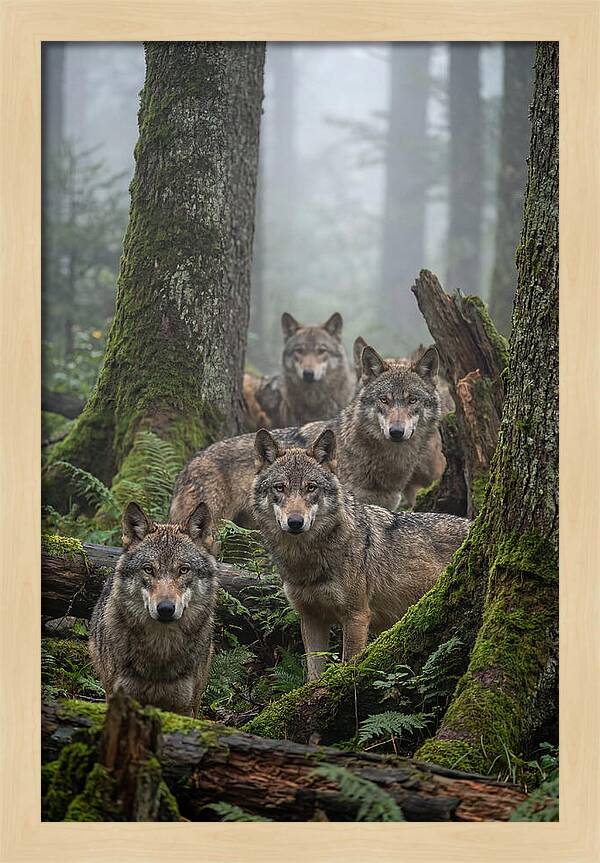 European Wolves In The Mist