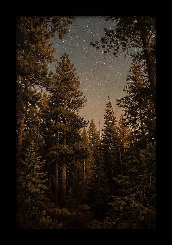 Evergreen Forest Beneath Starry Sky