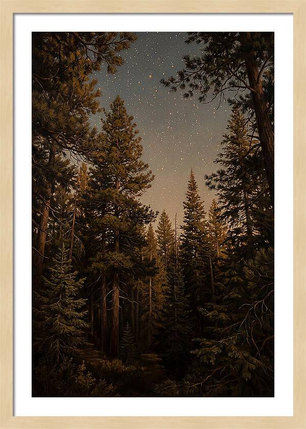 Evergreen Forest Beneath Starry Sky