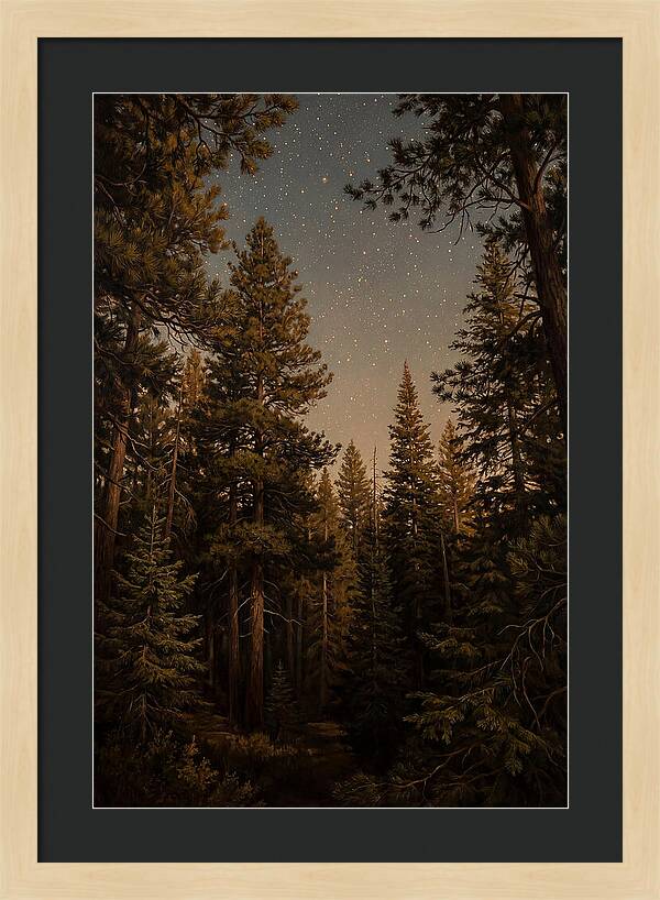 Evergreen Forest Beneath Starry Sky