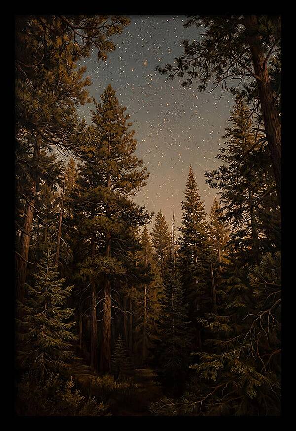 Evergreen Forest Beneath Starry Sky