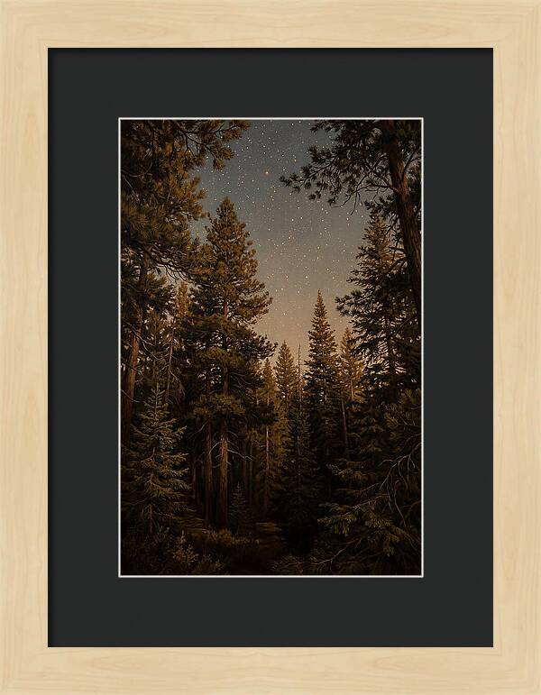 Evergreen Forest Beneath Starry Sky