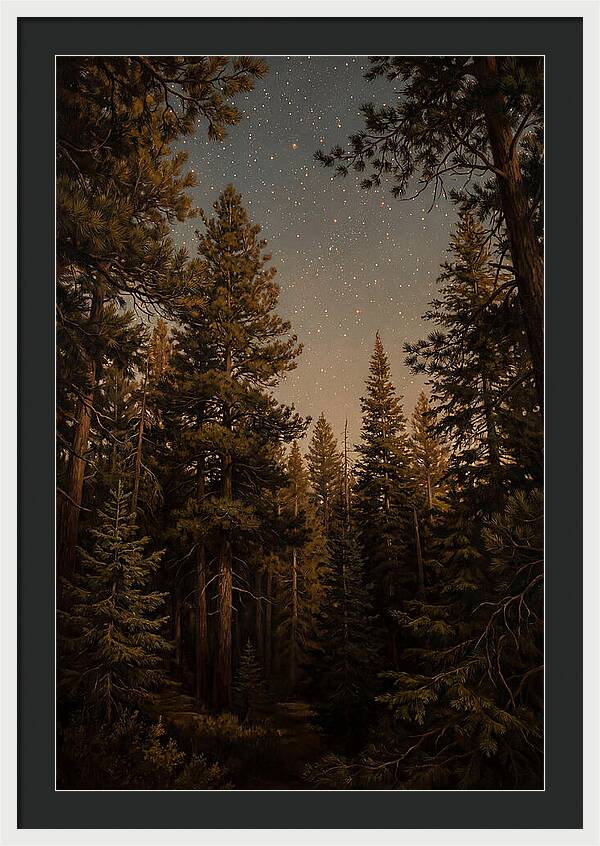 Evergreen Forest Beneath Starry Sky