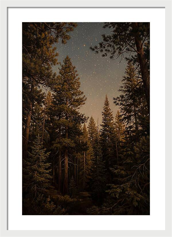 Evergreen Forest Beneath Starry Sky