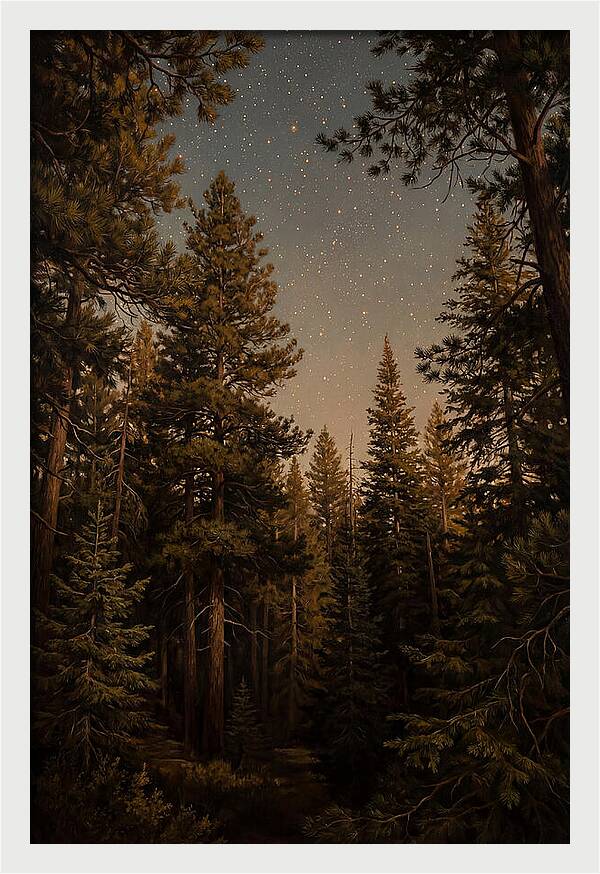 Evergreen Forest Beneath Starry Sky