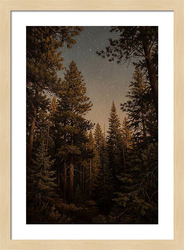 Evergreen Forest Beneath Starry Sky