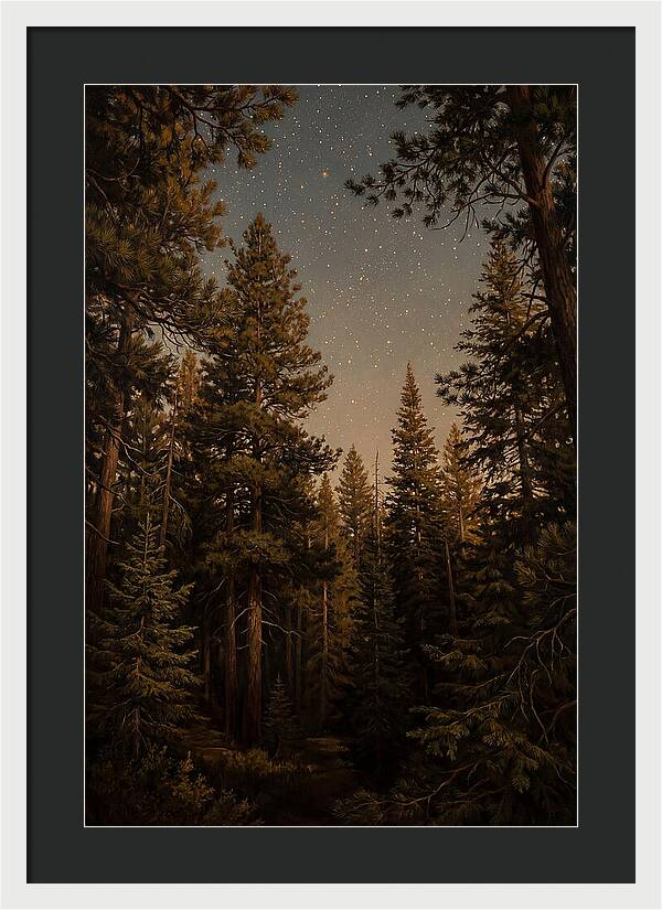 Evergreen Forest Beneath Starry Sky