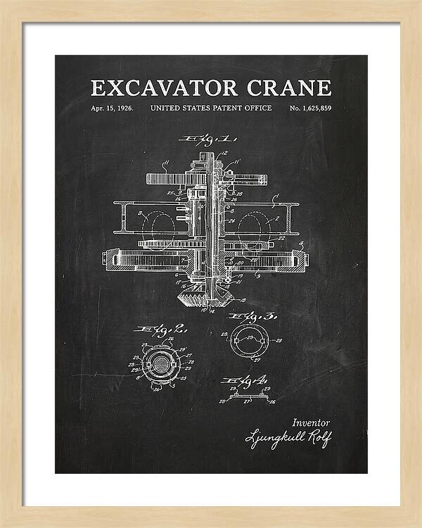 Excavator Crane Chalkboard Patent Us1625859a