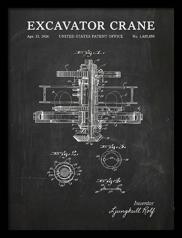 Excavator Crane Chalkboard Patent Us1625859a