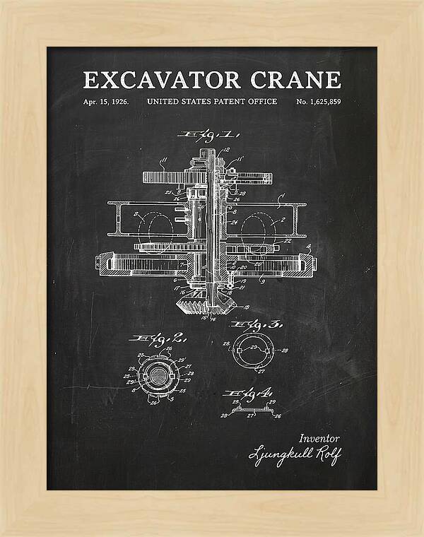 Excavator Crane Chalkboard Patent Us1625859a