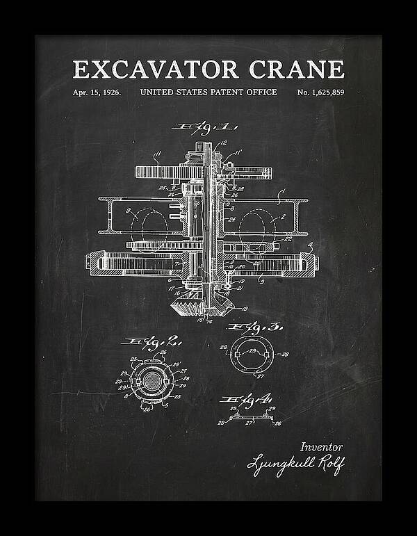Excavator Crane Chalkboard Patent Us1625859a