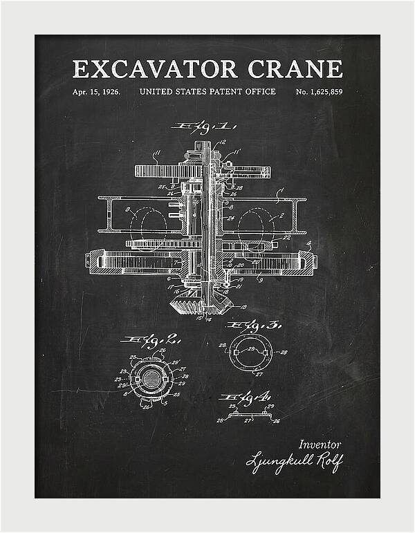 Excavator Crane Chalkboard Patent Us1625859a