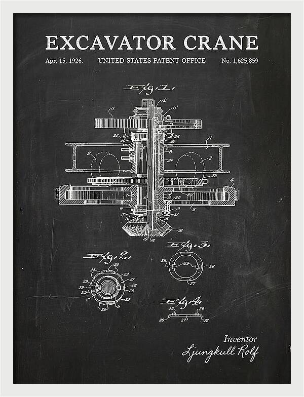 Excavator Crane Chalkboard Patent Us1625859a