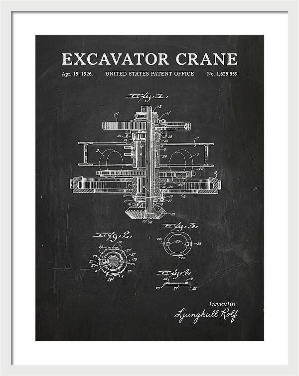 Excavator Crane Chalkboard Patent Us1625859a