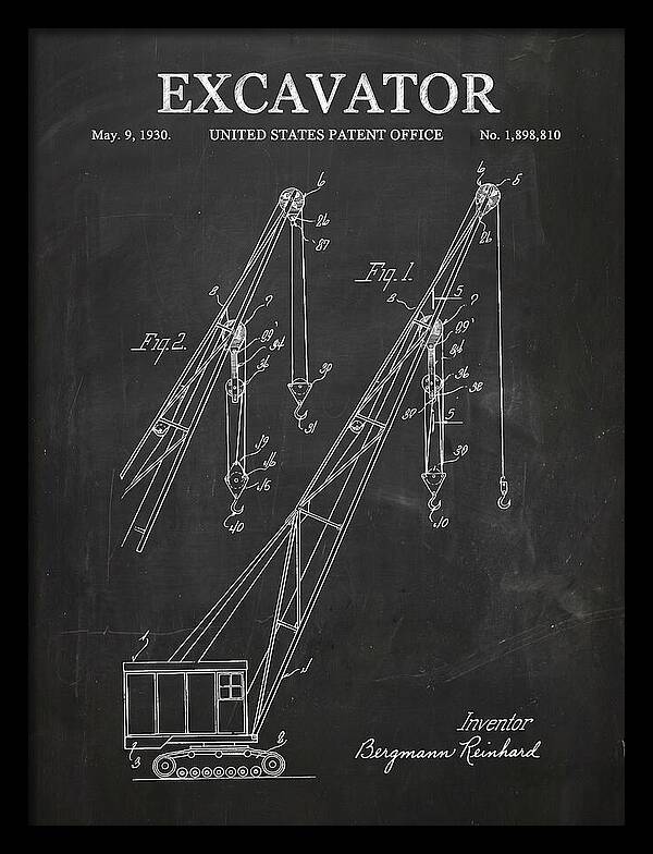 Excavator Crane Chalkboard Patent Us1898810a