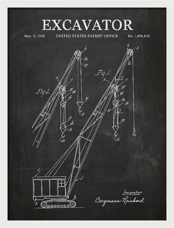 Excavator Crane Chalkboard Patent Us1898810a