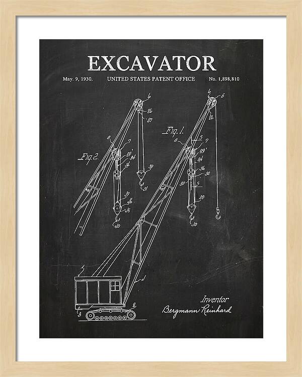 Excavator Crane Chalkboard Patent Us1898810a