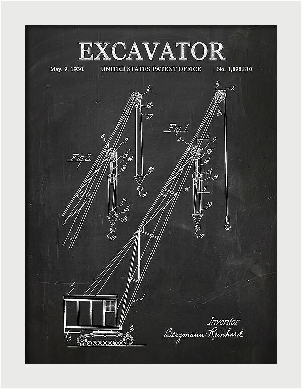 Excavator Crane Chalkboard Patent Us1898810a