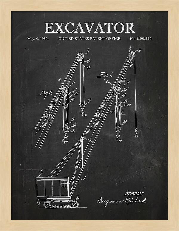 Excavator Crane Chalkboard Patent Us1898810a