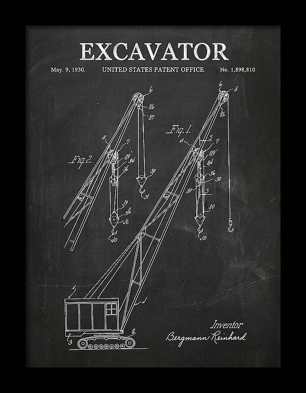 Excavator Crane Chalkboard Patent Us1898810a