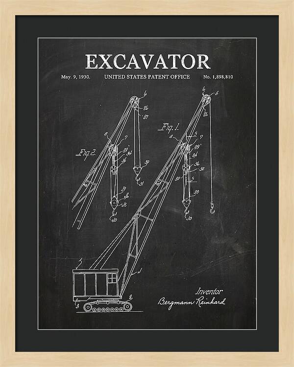 Excavator Crane Chalkboard Patent Us1898810a