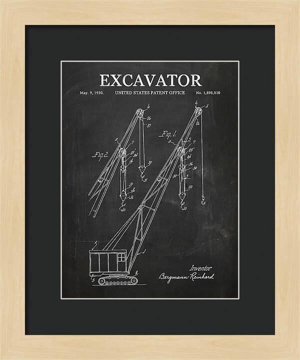 Excavator Crane Chalkboard Patent Us1898810a