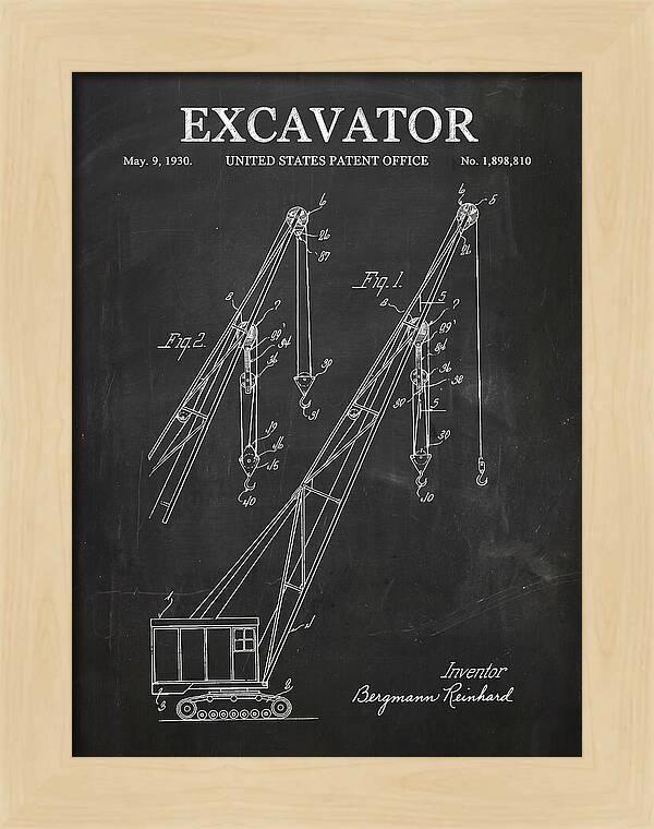 Excavator Crane Chalkboard Patent Us1898810a