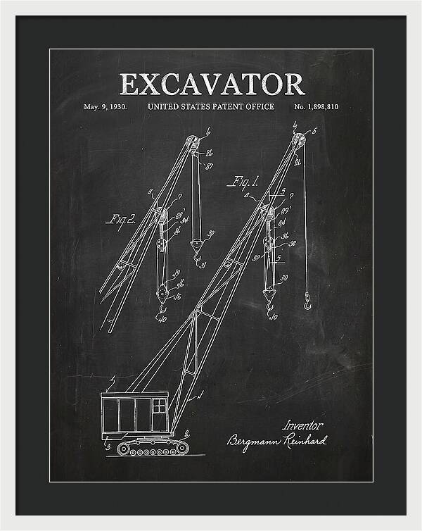 Excavator Crane Chalkboard Patent Us1898810a