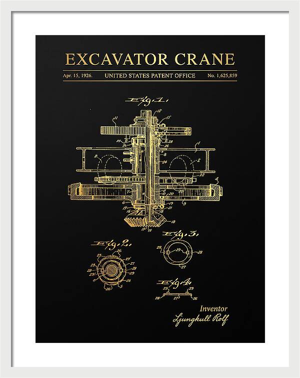 Excavator Crane Gold Patent Us1625859a