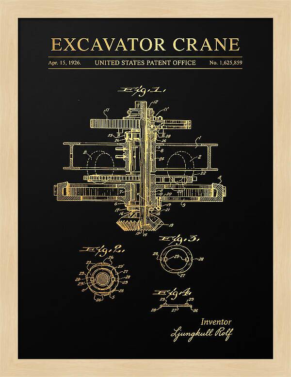 Excavator Crane Gold Patent Us1625859a