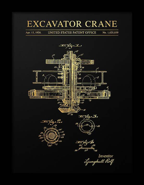 Excavator Crane Gold Patent Us1625859a