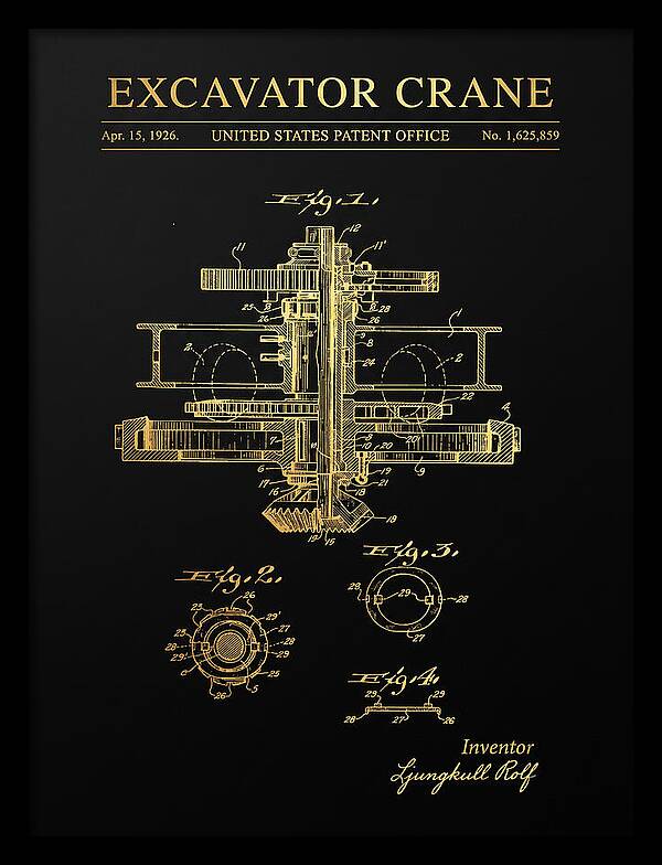 Excavator Crane Gold Patent Us1625859a