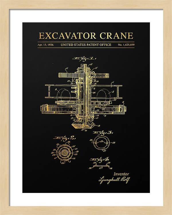 Excavator Crane Gold Patent Us1625859a